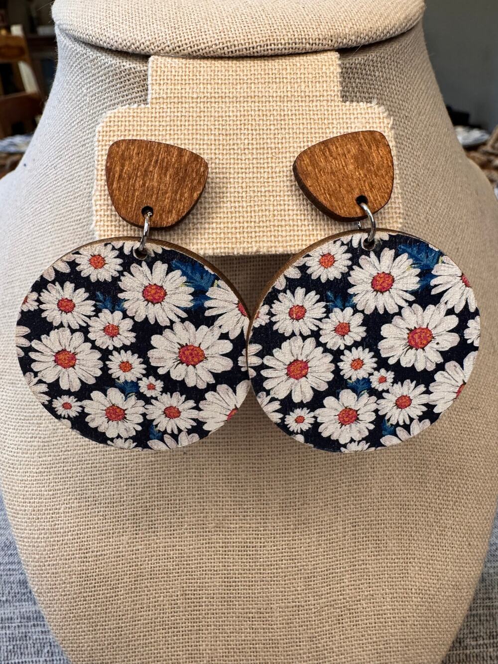 Wood Boho Earrings Daisy Earrings FREE SHIPPING West Hills Studio